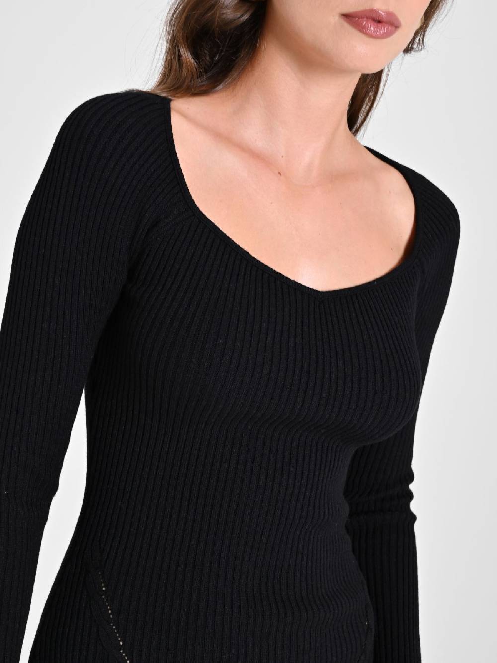 Rinascimento Tubino Nero in Maglia Saldi Di Fabbrica