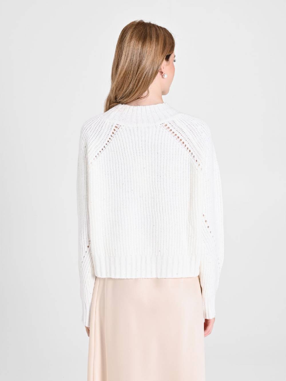 Rinascimento Maglia Bianca treccia Paillettes Nuova