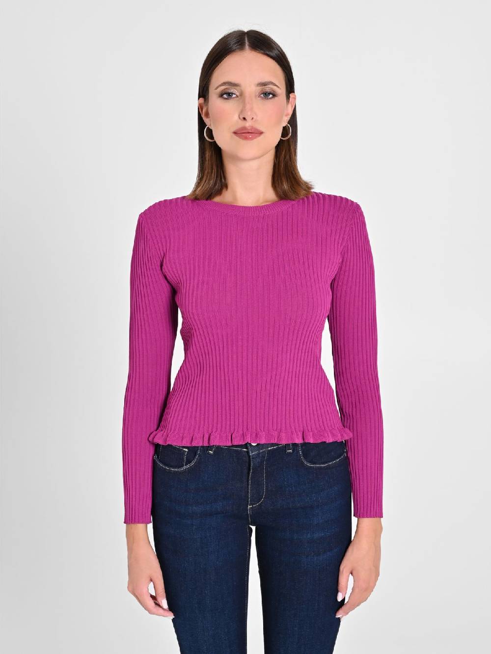 Rinascimento Maglioncino a Coste Viola Melanzana Offerta speciale