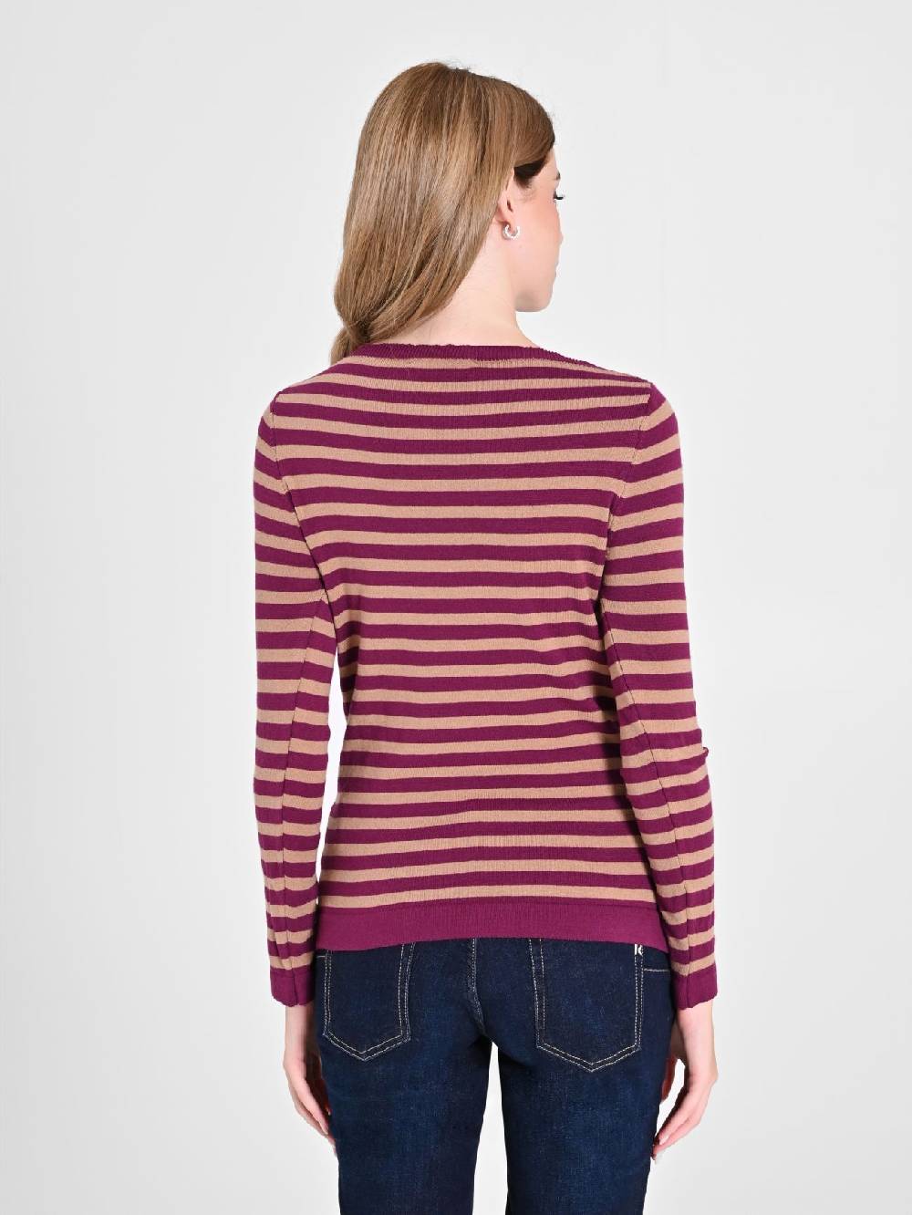 Rinascimento Maglioncino a Righe Beige & Bordeaux Fornitura limitata