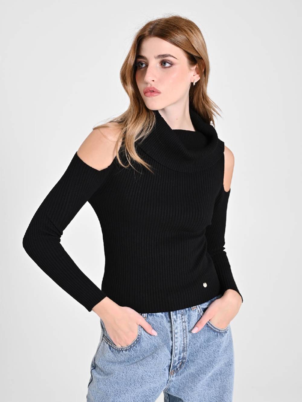 Rinascimento Maglioncino Cut-Out Nero Offerta natalizia