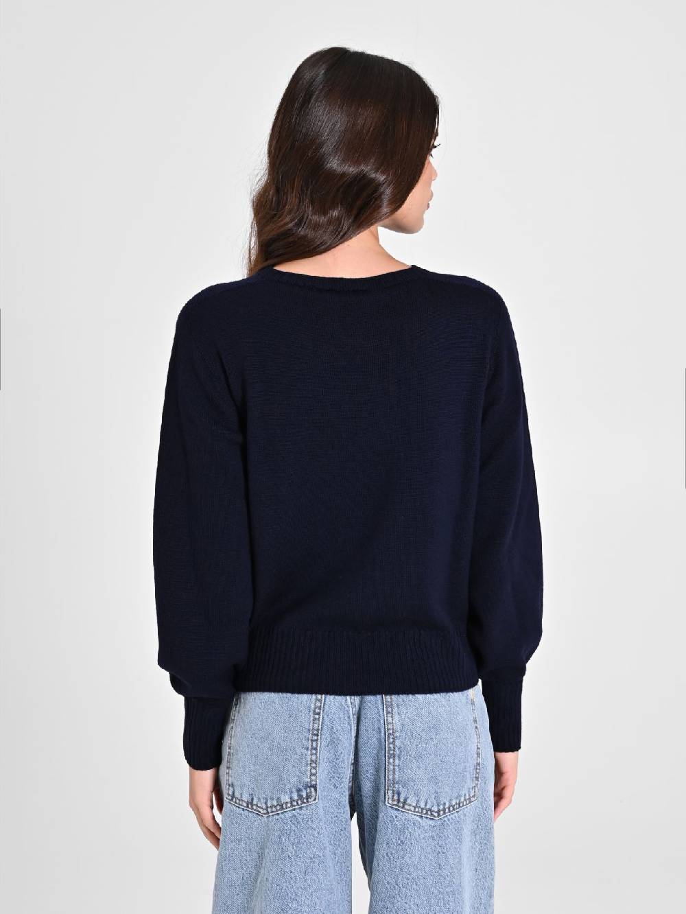 Rinascimento Maglioncino Lana Merino Extrafine Blu Donna Offerta Pasqua