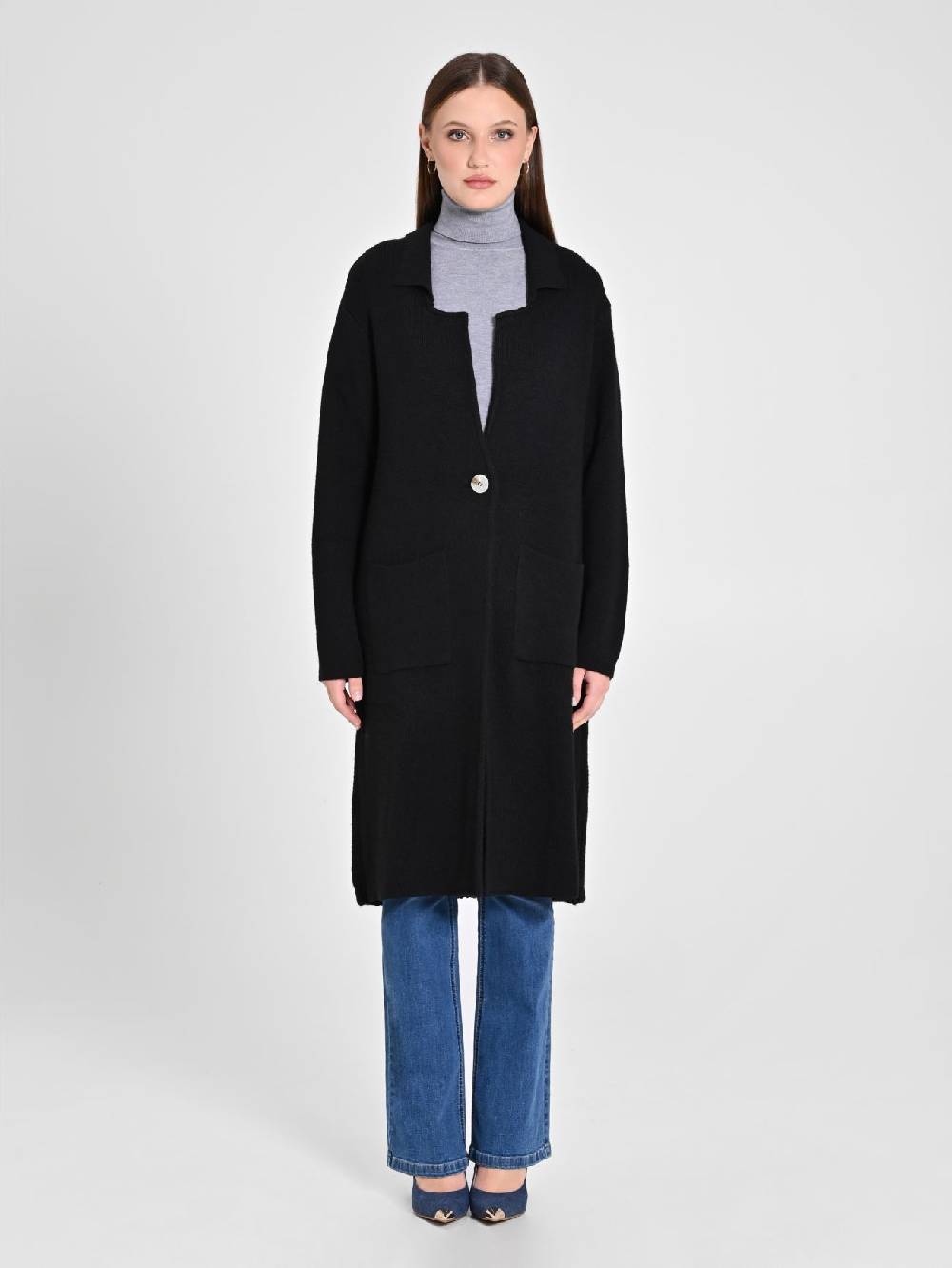 Rinascimento Maxi Cardigan nero Smaltimento dello stoccaggio