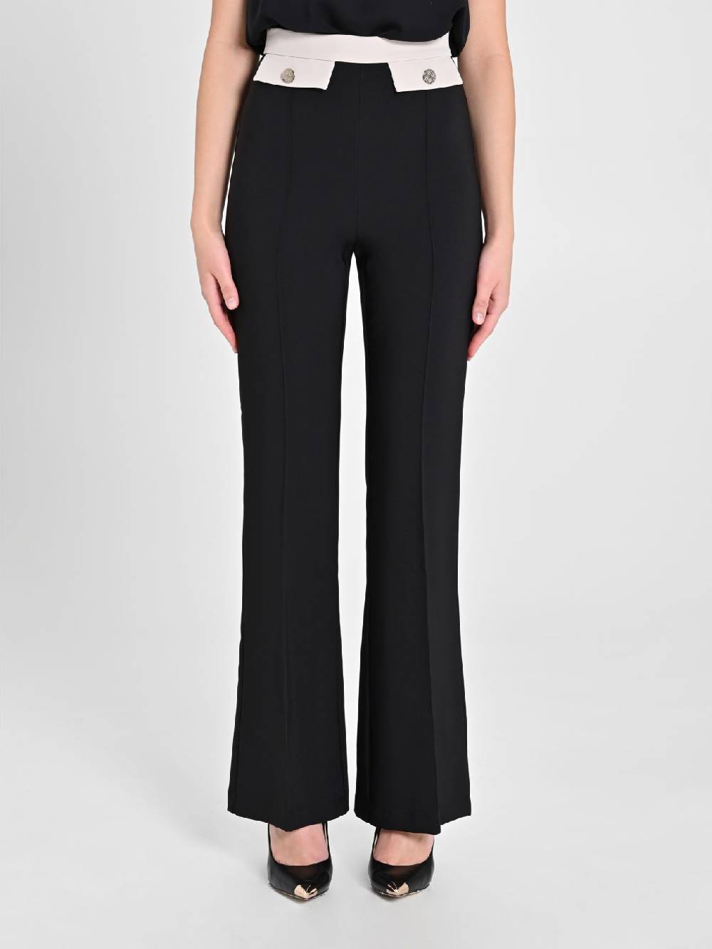Rinascimento Pantalone Bicolor Nero & Beige Vendita calda