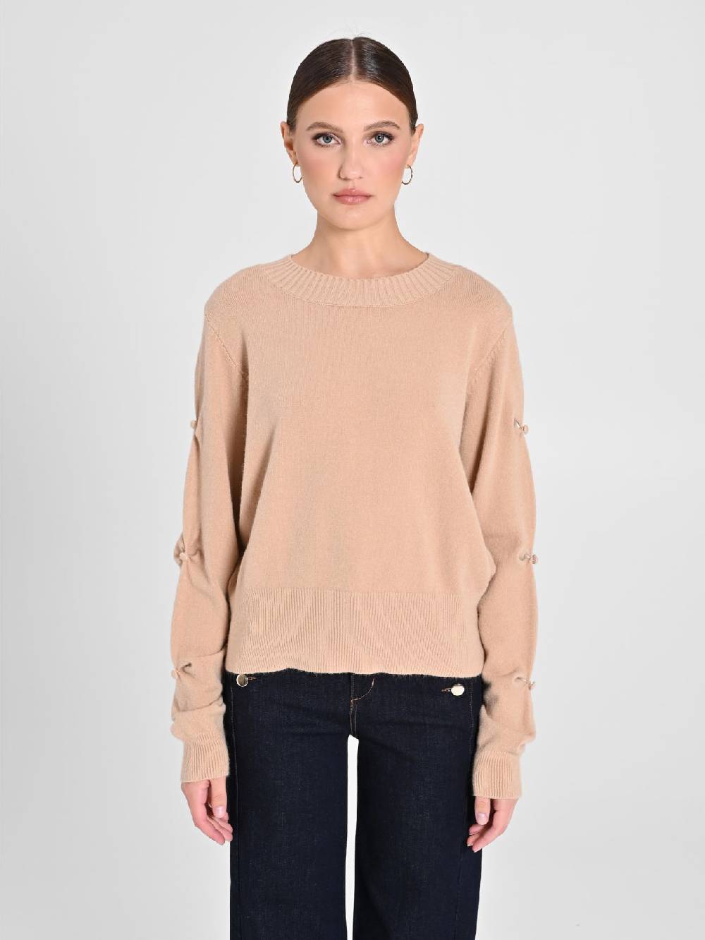 Rinascimento Maglione Cammello con Bottoni Ricoperti Offerte esclusive