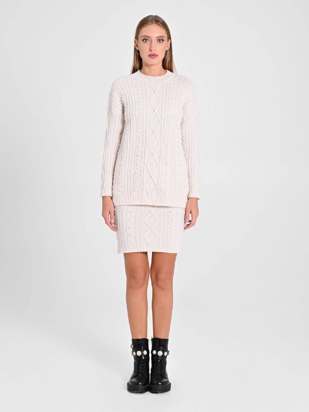 Rinascimento Maglione Bianco con Perle Grandi sconti