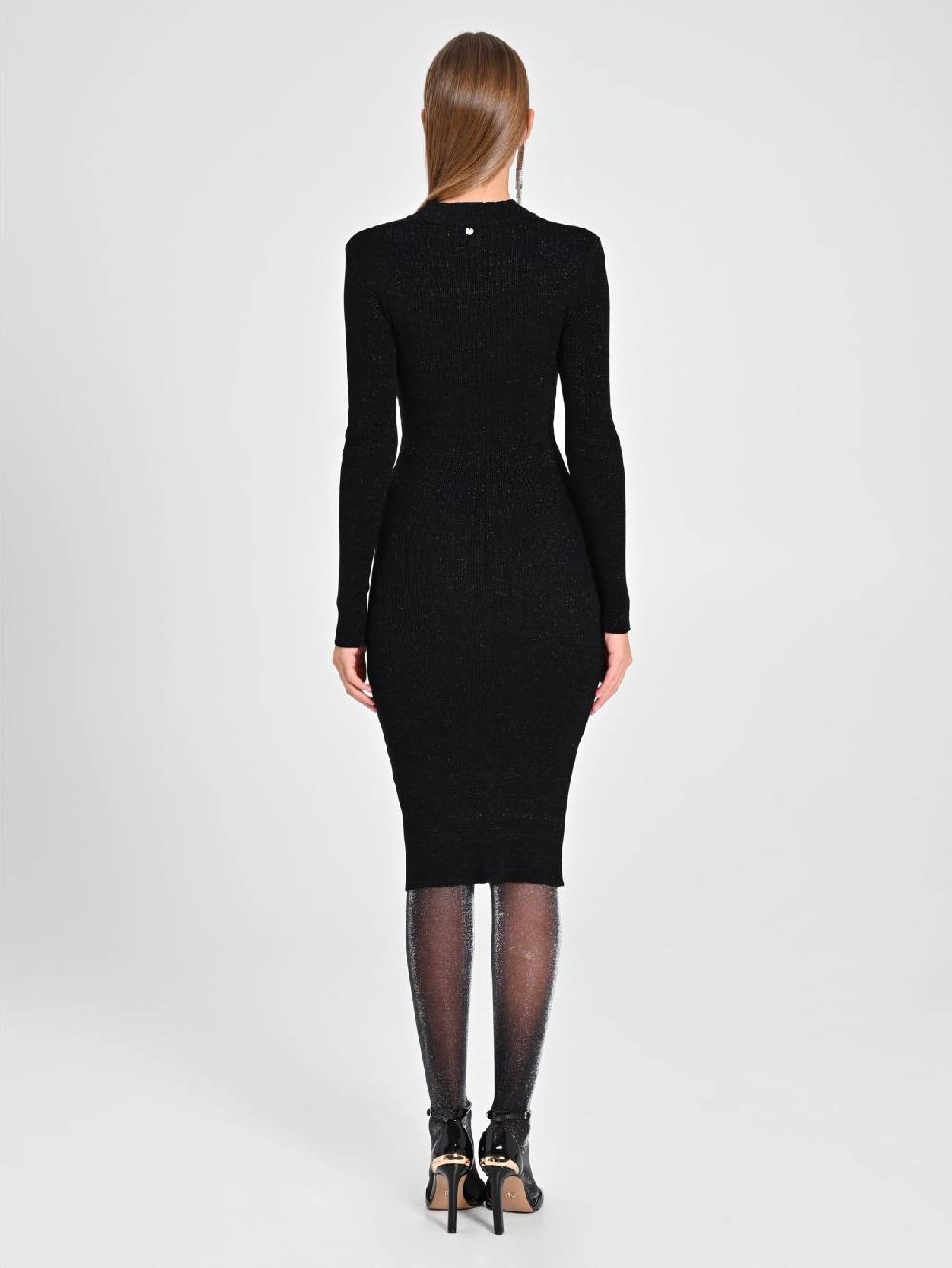 Rinascimento Abito Nero Lurex in Maglia Liquidazione