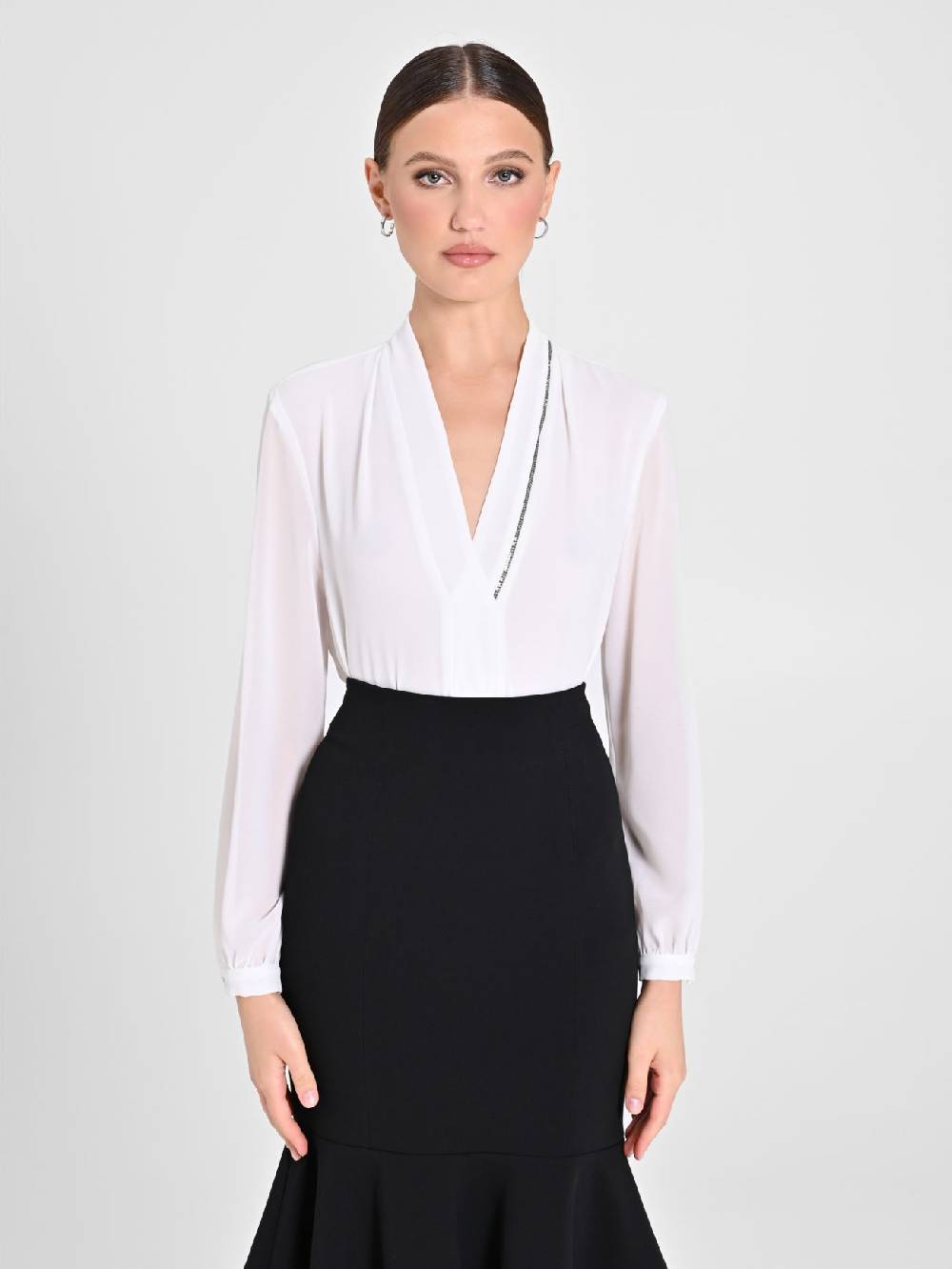 Rinascimento Blusa Bianca dettaglio Strass Rilascio limitato
