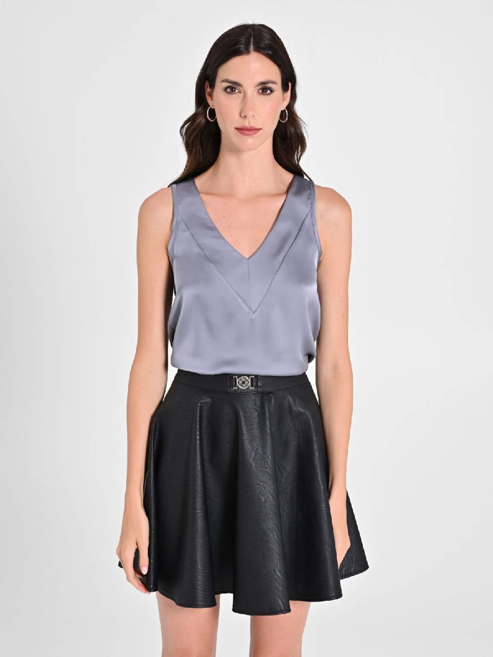 Rinascimento Top in Raso Grigio Offerta speciale della fabbrica