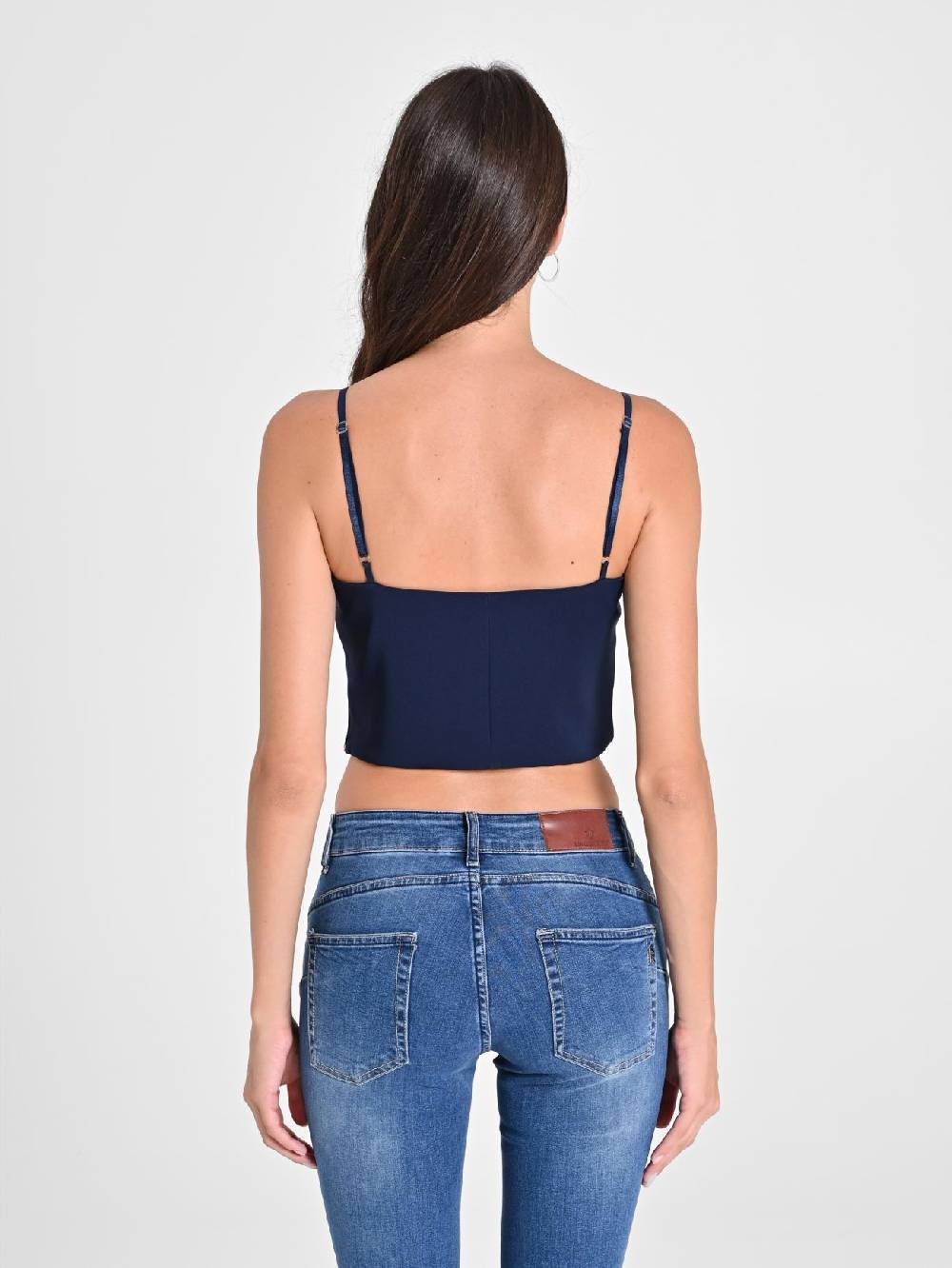 Rinascimento Crop Top Blu con Scollo a Cuore Solo un giorno rimasto