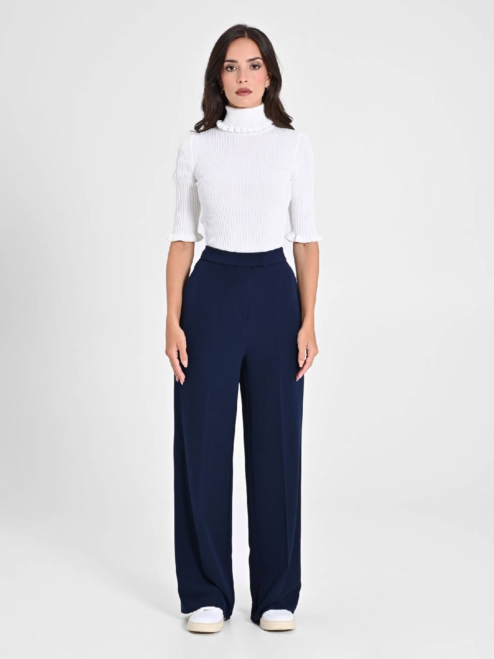 Rinascimento Pantalone Palazzo Blu in Crepe Vendita Calda