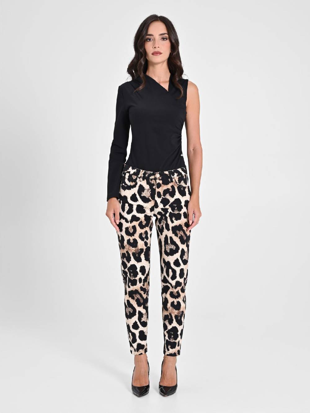 Rinascimento Pantaloni Denim Skinny Stampa Animalier Vendita Economica