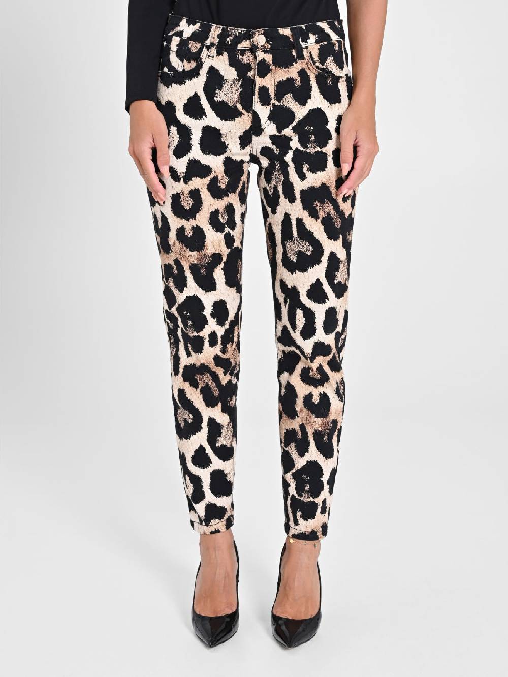 Rinascimento Pantaloni Denim Skinny Stampa Animalier Vendita Economica