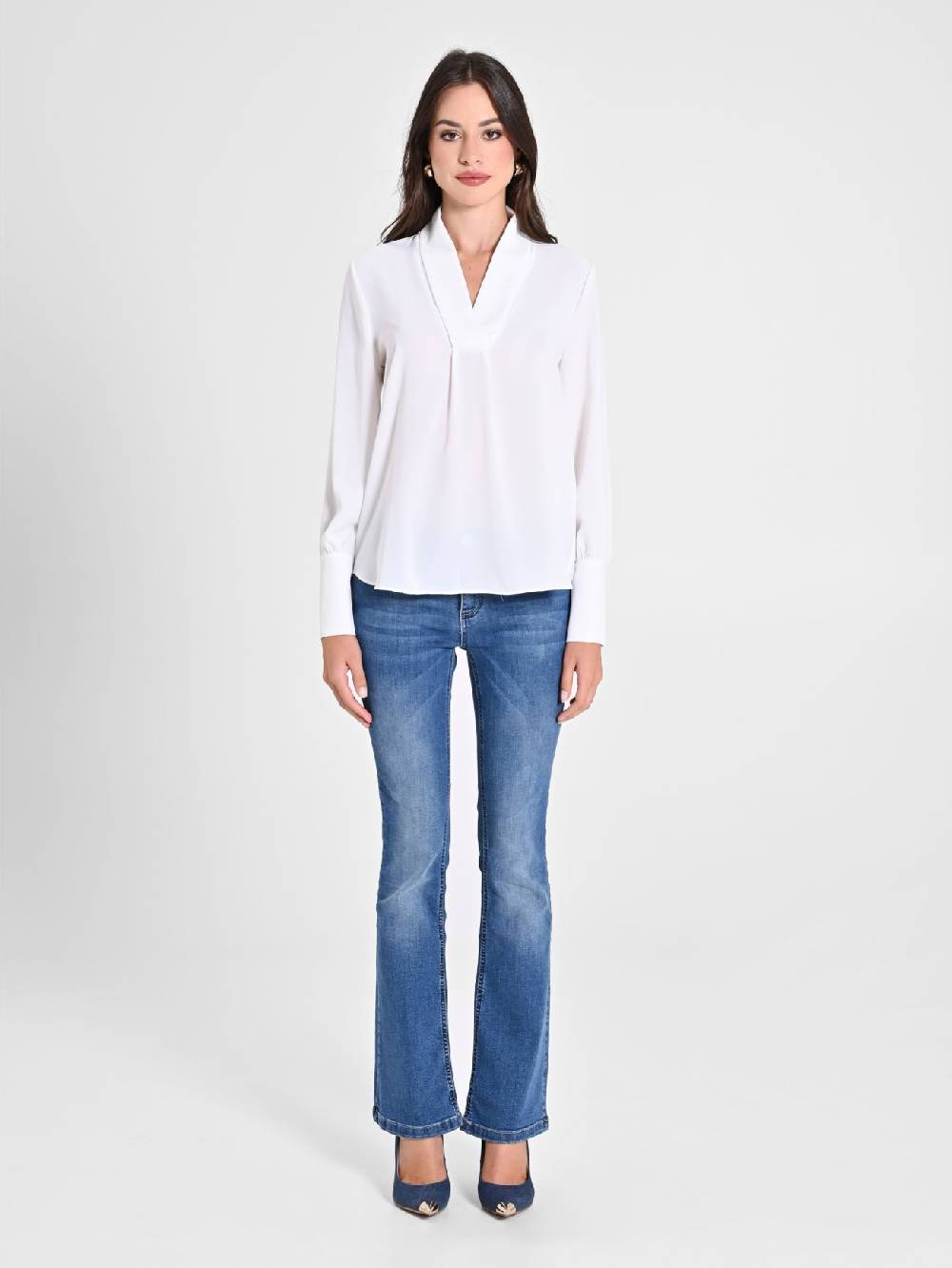 Rinascimento Blusa Bianca maniche Lunghe Offerta Anniversario
