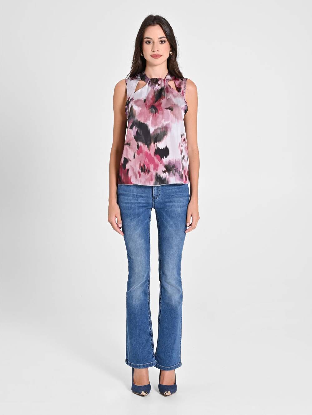 Rinascimento Blusa stampa Fiori Astratti Smaltimento dello stoccaggio