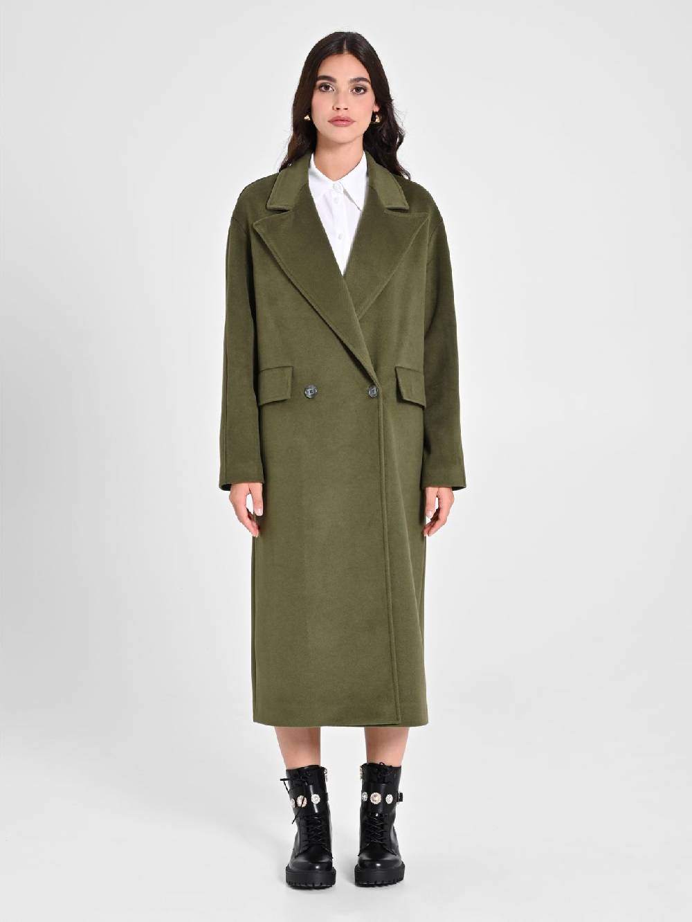 Rinascimento Maxi Cappotto Verde Militare Offerta temporanea