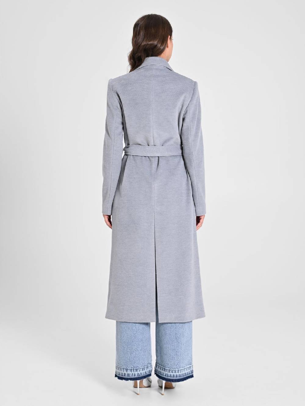 Rinascimento Maxi Cappotto Grigio con Cintura Offerte esclusive