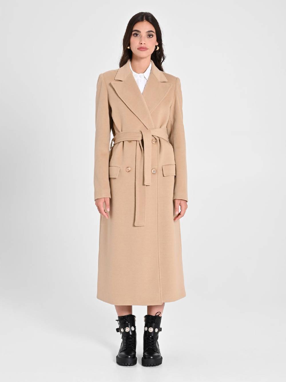 Rinascimento Maxi Cappotto Cammello con Cintura Lightning offer