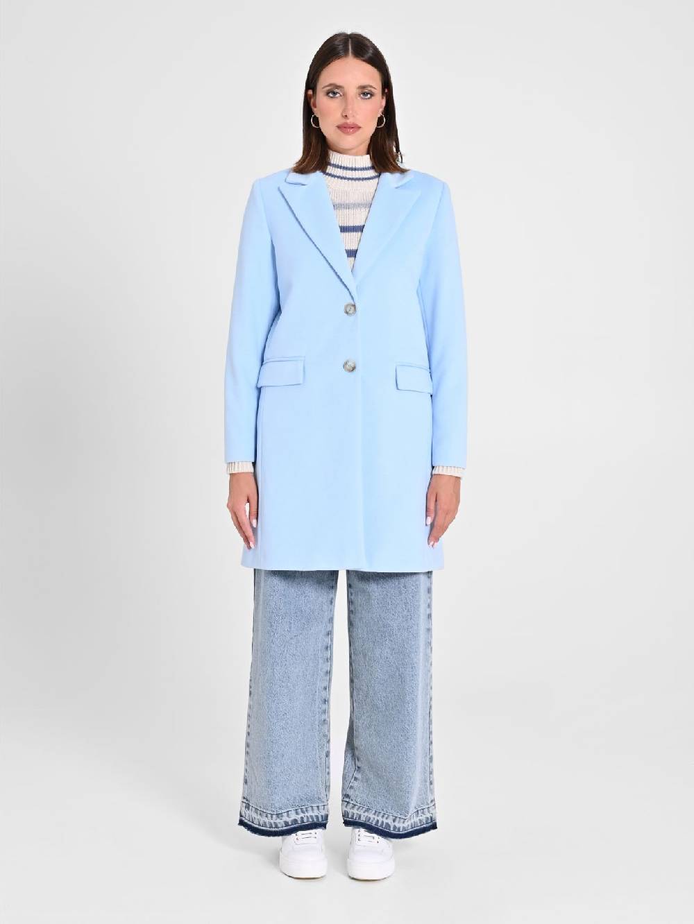 Rinascimento Cappotto Medio Azzurro Offerte stagionali