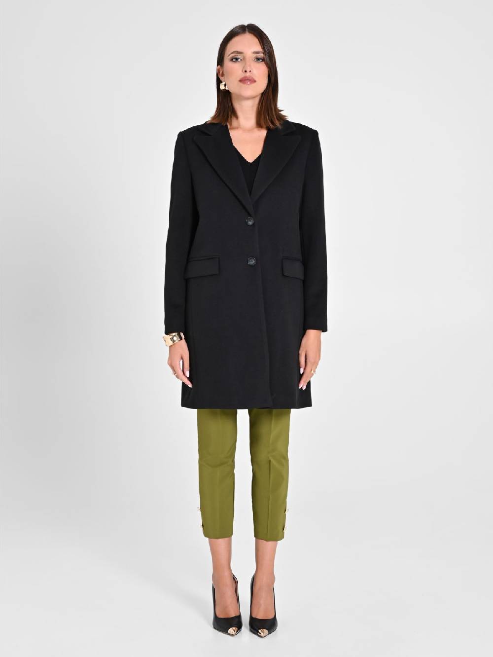 Rinascimento Cappotto Medio Nero Liquidazione