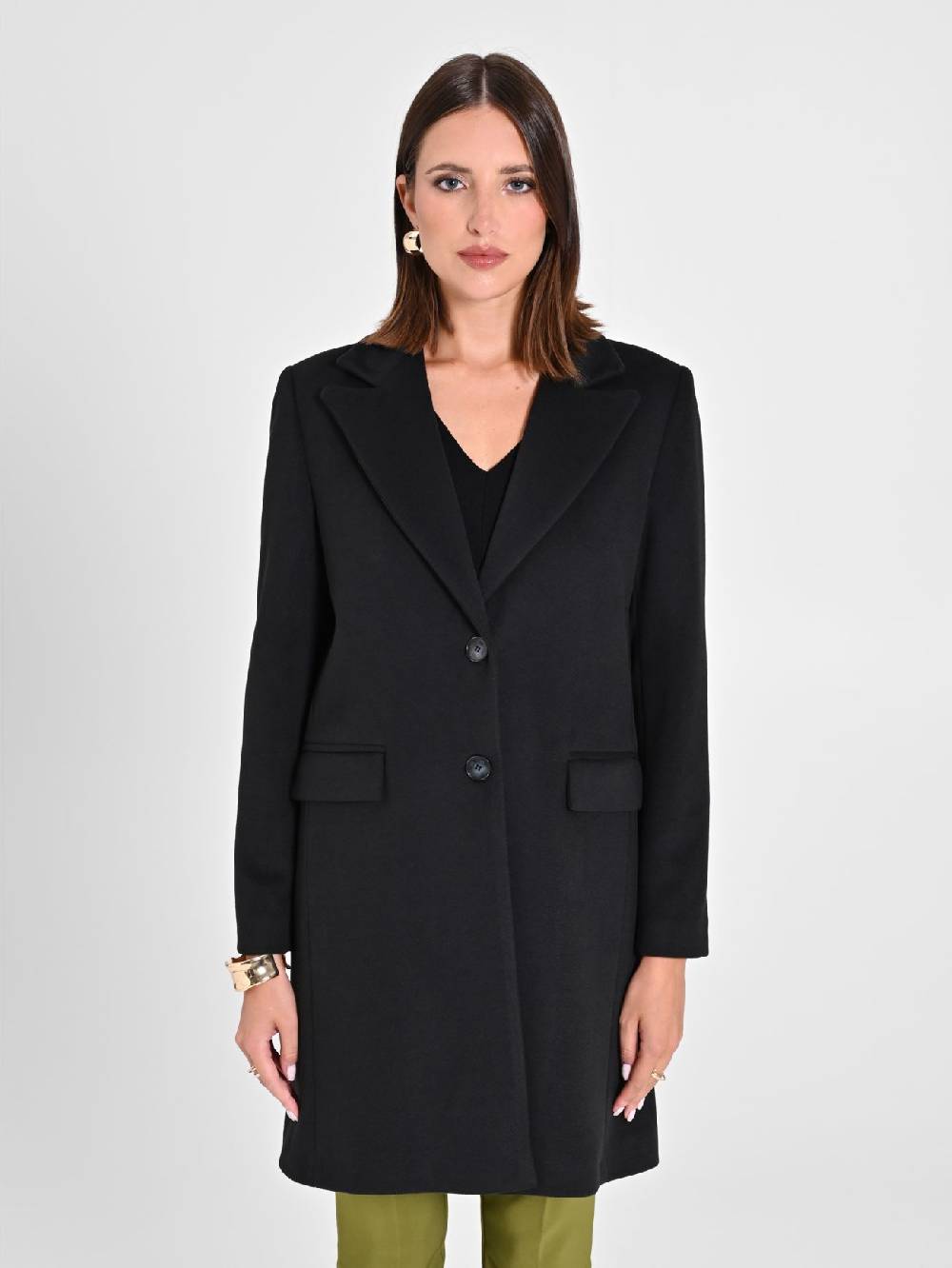 Rinascimento Cappotto Medio Nero Liquidazione