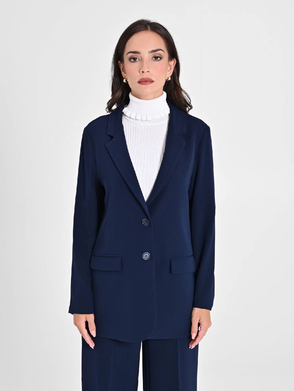 Rinascimento Giacca Blu in Crepe Offerte speciali