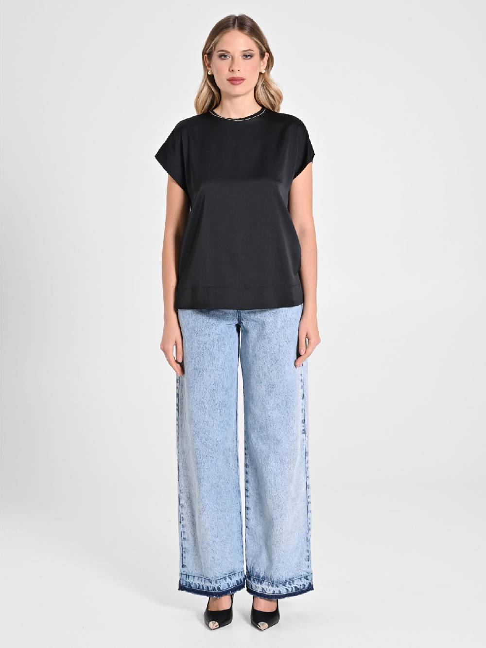 Rinascimento Blusa Envers Satin Nera Ultimi due giorni