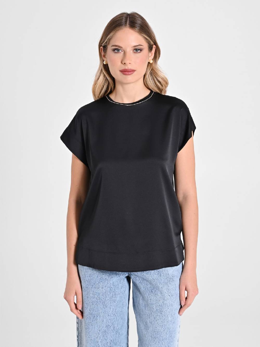 Rinascimento Blusa Envers Satin Nera Ultimi due giorni
