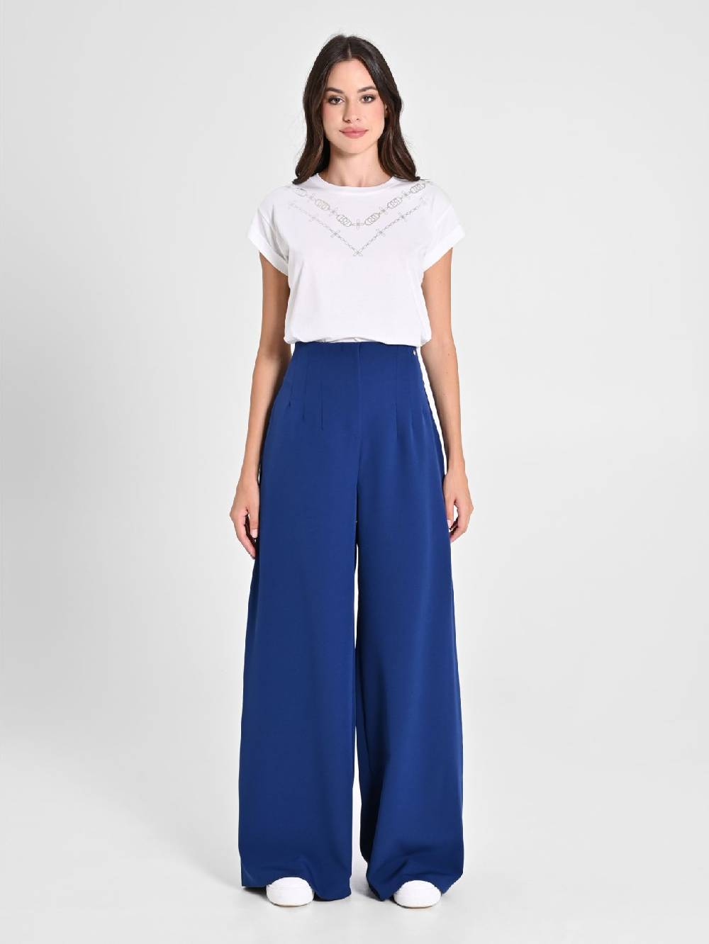 Rinascimento Pantaloni Wide Leg Blu Navy Trasporto libero internazionale