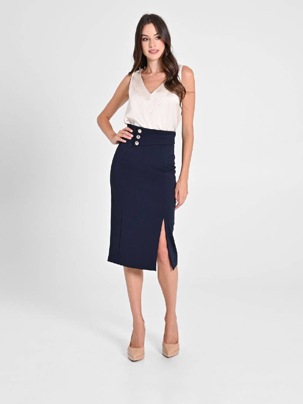 Rinascimento Gonna Tubino Blu Navy Fino Al -60%