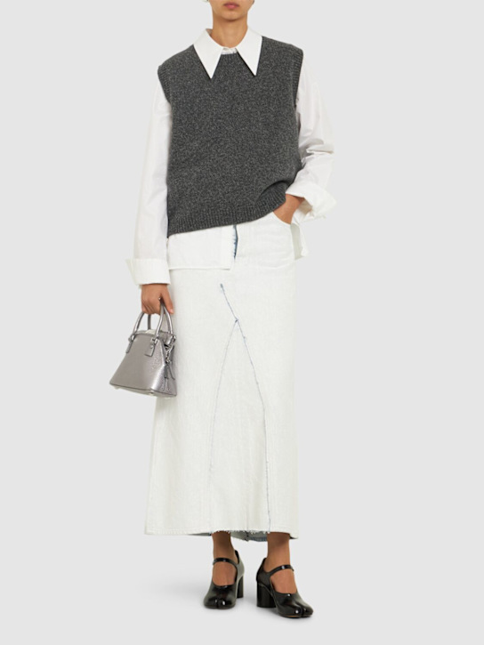Luisaviaroma Gonna lunga in denim spalmato Offerte speciali