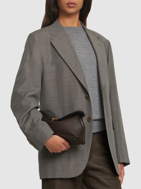 Luisaviaroma Pochette T-Lock in nappa lucida e shearling Latest fashion