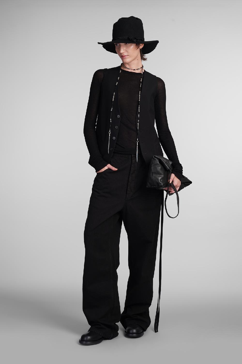Deliberti Ann Demeulemeester Gilet in cotone nero cod. 399654 - Deliberti The Luxury Shopping Prezzo Ridotto