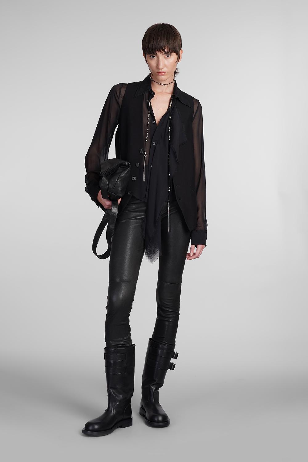 Deliberti Ann Demeulemeester Camicia thyrvi in seta nera cod. 406852 - Deliberti The Luxury Shopping Convenienza