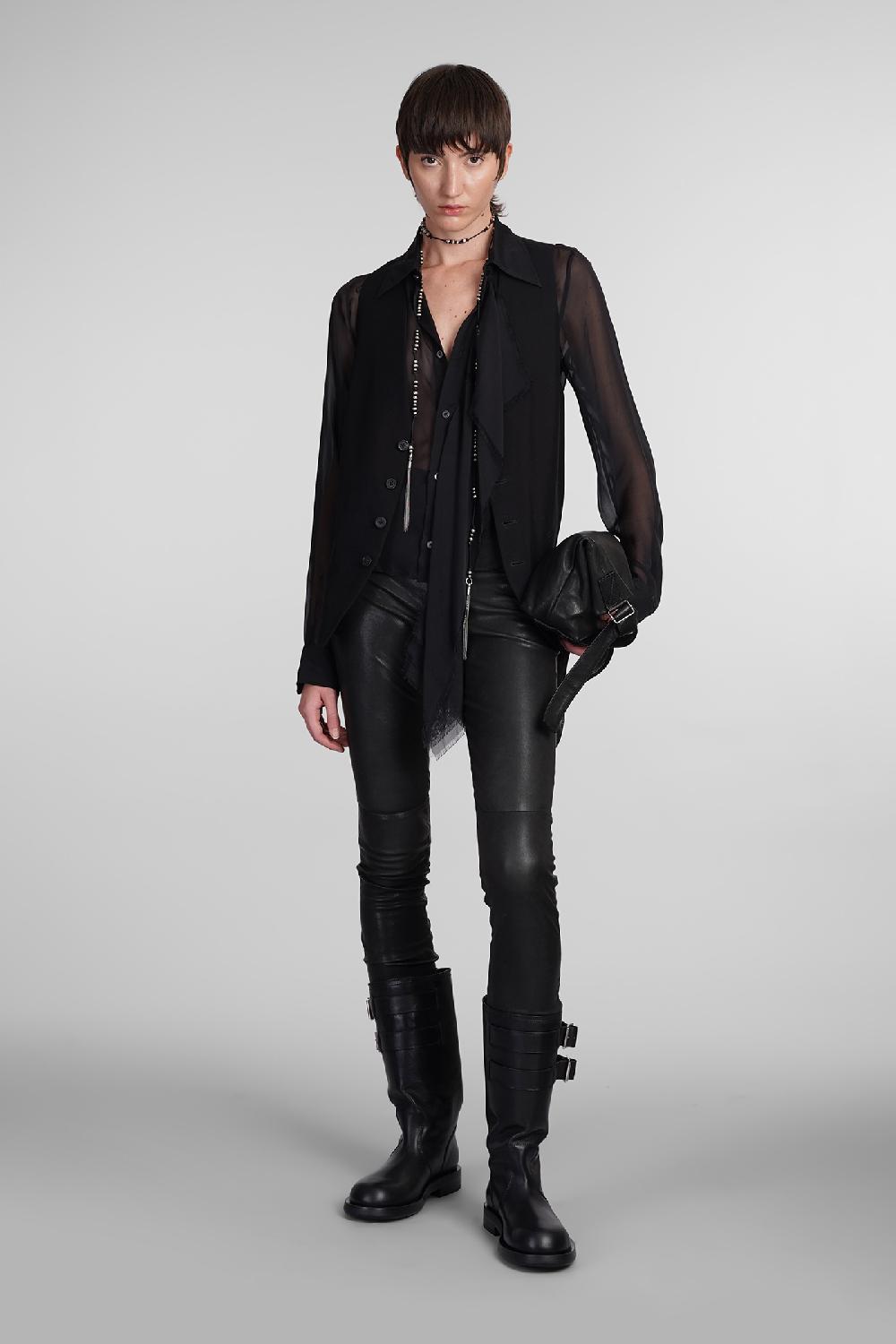 Deliberti Ann Demeulemeester Leggings florence in pelle nera cod. 406853 - Deliberti The Luxury Shopping Novità