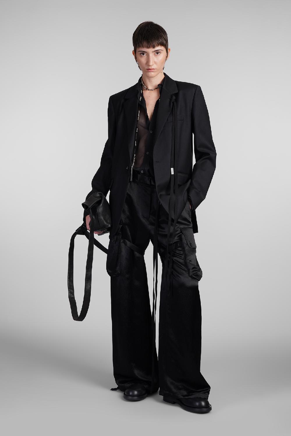 Deliberti Ann Demeulemeester Pantalone lare in acetato nero cod. 409443 - Deliberti The Luxury Shopping Outlet