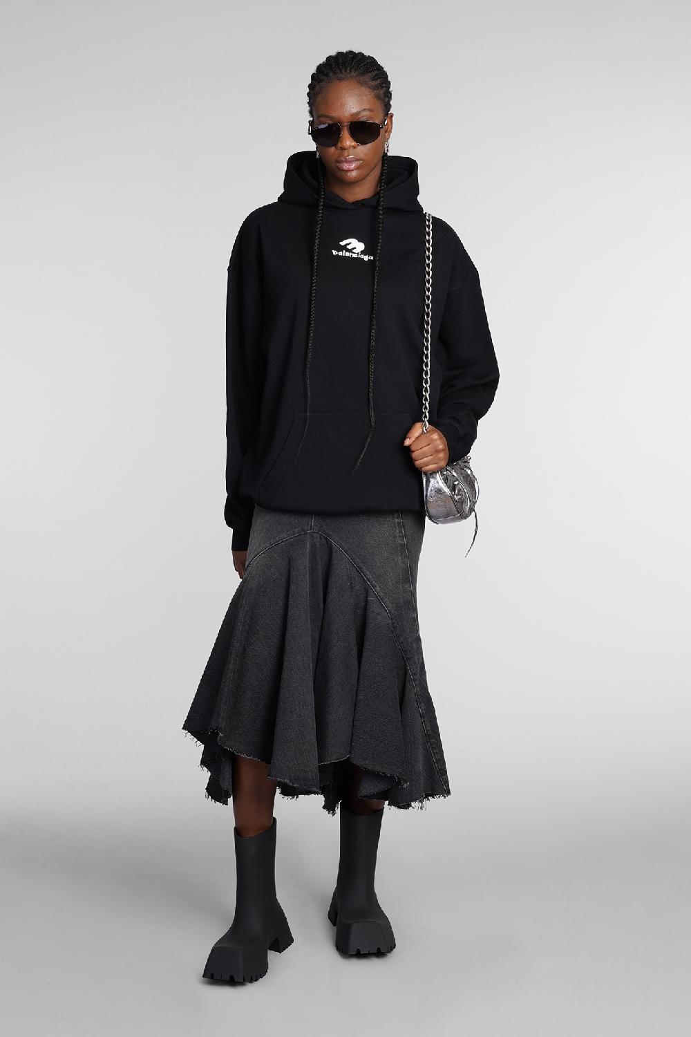 Deliberti Balenciaga Felpa in cotone nero cod. 362932 - Deliberti The Luxury Shopping Vendita Calda
