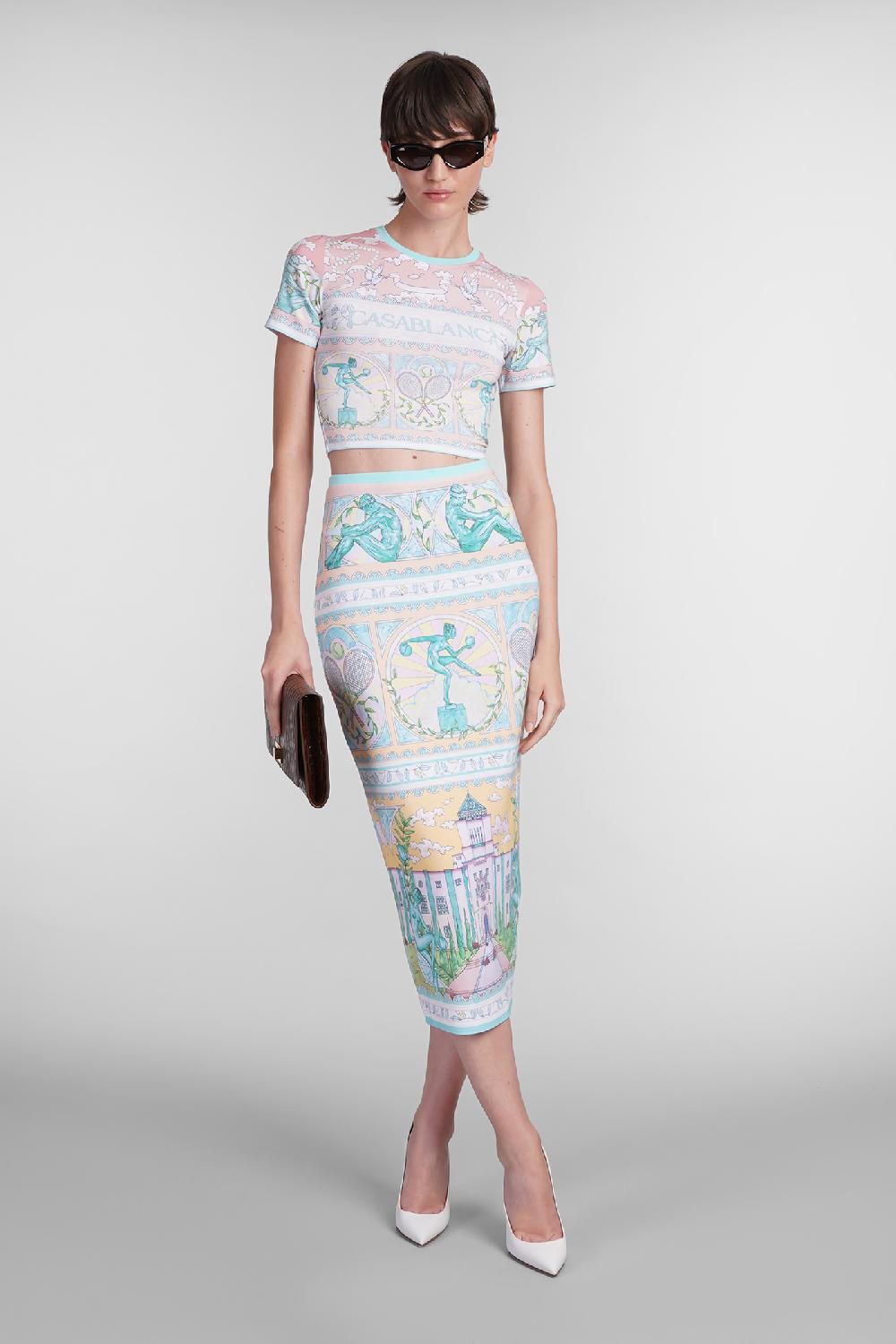 Deliberti Casablanca Gonna in viscosa multicolor cod. 402444 - Deliberti The Luxury Shopping Vendita calda