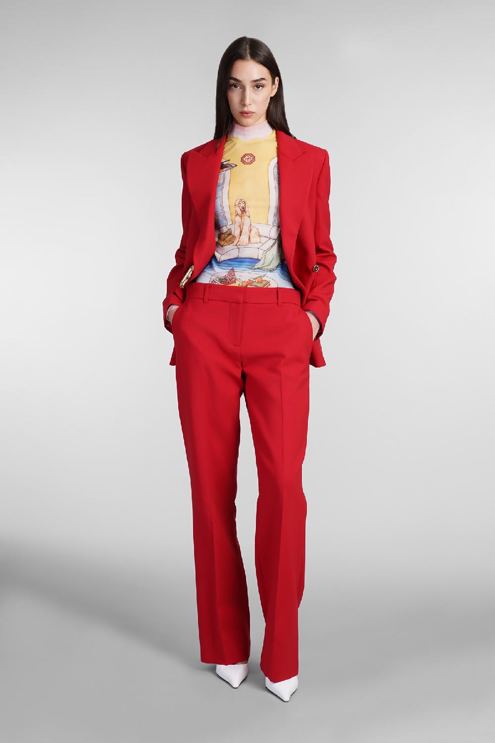 Deliberti Casablanca Pantalone in lana rossa cod. 409066 - Deliberti The Luxury Shopping Enormi risparmi