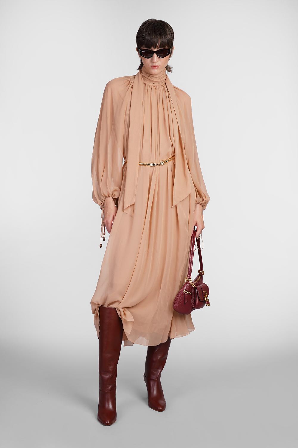 Deliberti Chloé Abito in seta rosa cod. 406245 - Deliberti The Luxury Shopping Super sconto
