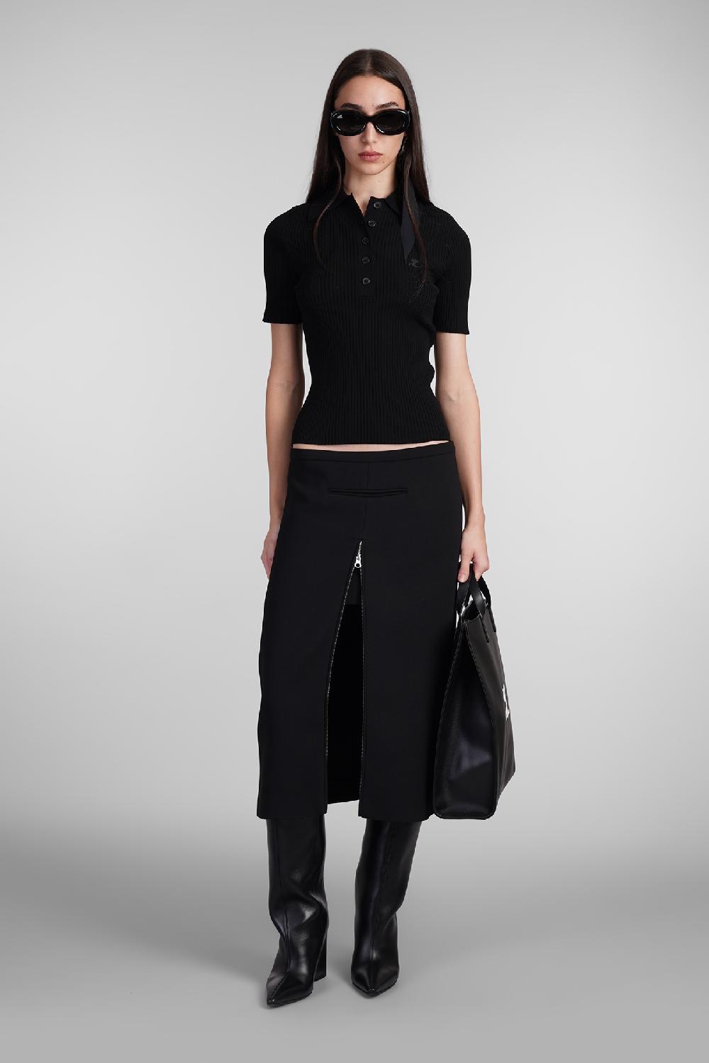 Deliberti Courreges Polo in viscosa nera cod. 408561 - Deliberti The Luxury Shopping Bestseller