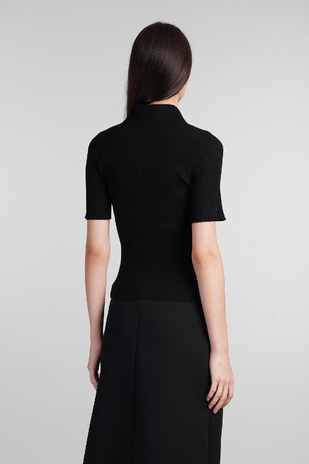 Deliberti Courreges Polo in viscosa nera cod. 408561 - Deliberti The Luxury Shopping Bestseller