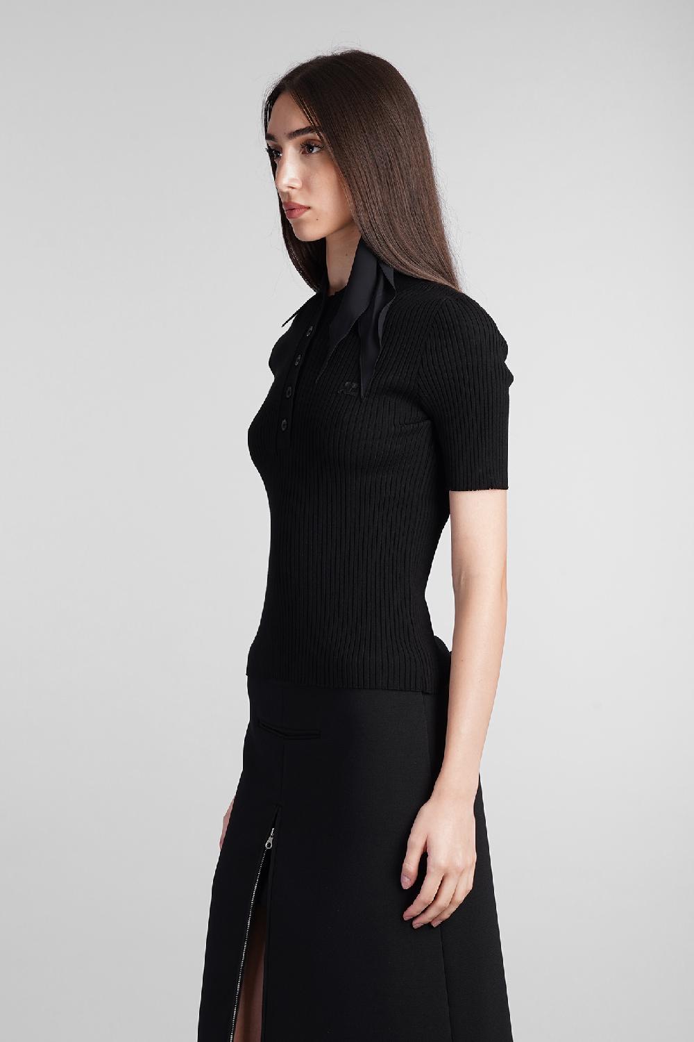 Deliberti Courreges Polo in viscosa nera cod. 408561 - Deliberti The Luxury Shopping Bestseller