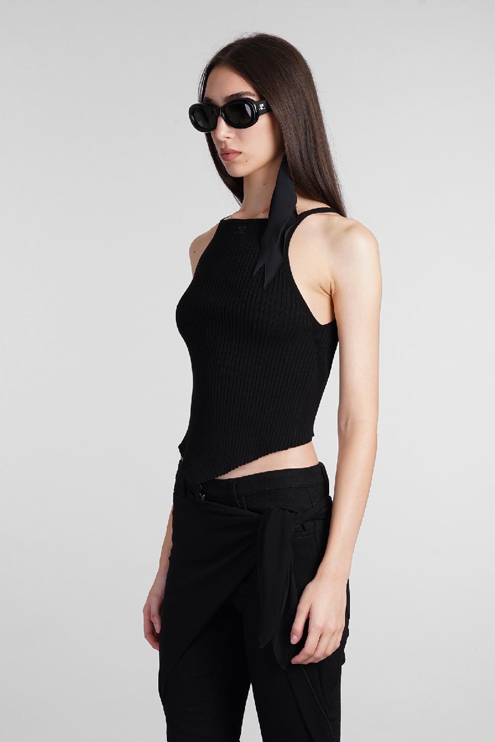 Deliberti Courreges Topwear in viscosa nera cod. 408562 - Deliberti The Luxury Shopping Offerte stagionali