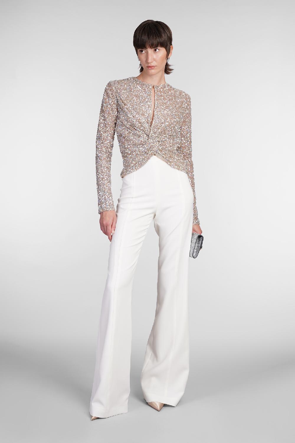 Deliberti Costarellos Pantalone rimi in poliestere beige cod. 406737 - Deliberti The Luxury Shopping Enormi risparmi