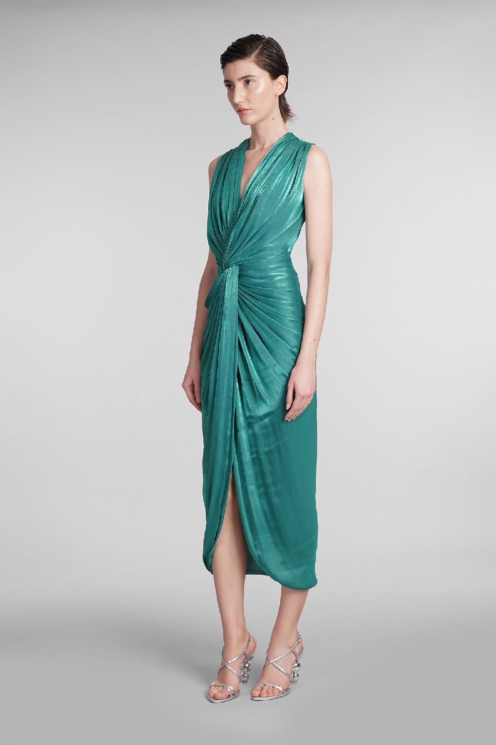 Deliberti Costarellos Abito franca in poliestere verde cod. 399503 - Deliberti The Luxury Shopping Rilascio limitato