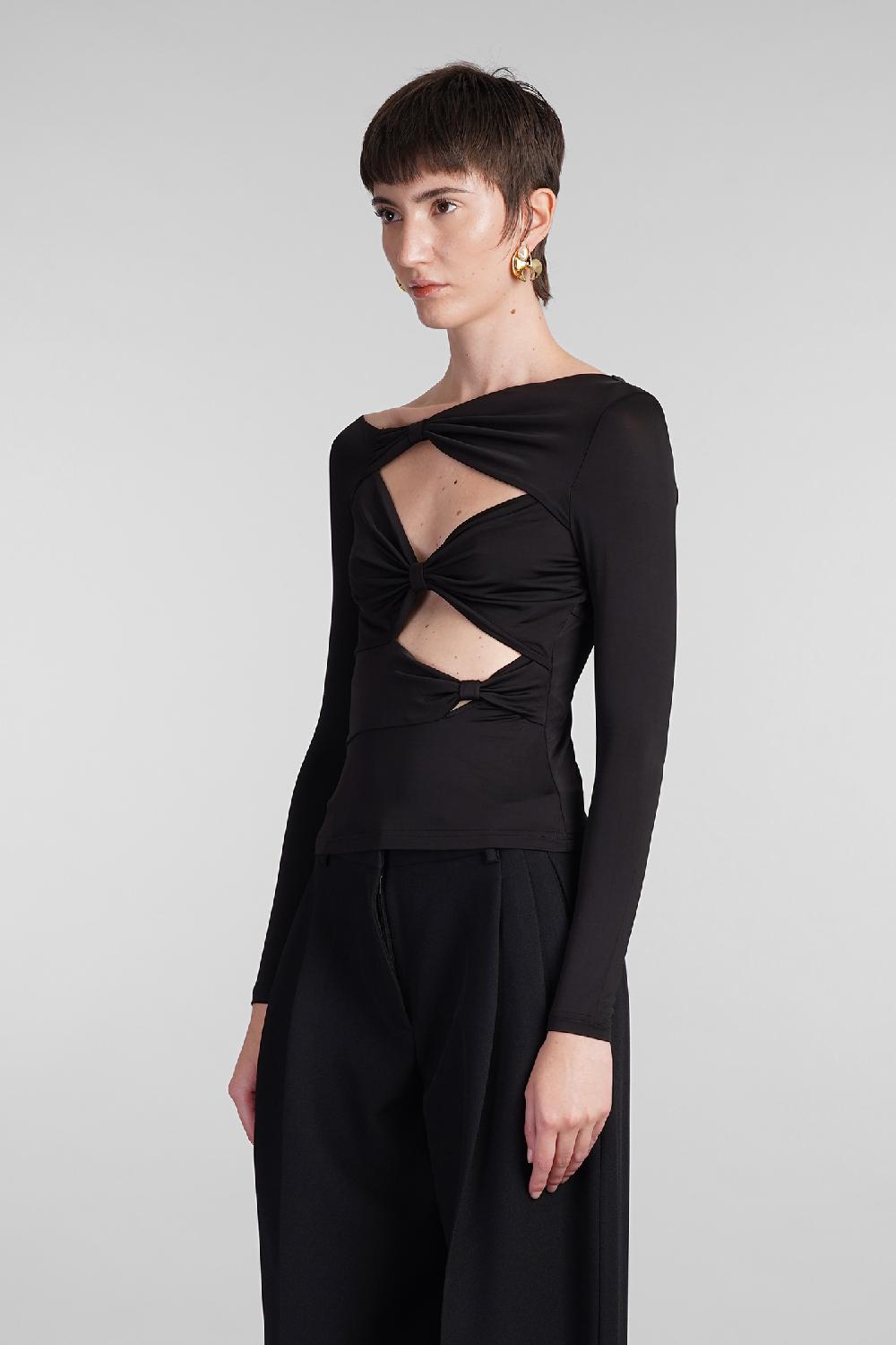 Deliberti Cult Gaia Topwear rosia in viscosa nera cod. 409549 - Deliberti The Luxury Shopping Vendita calda
