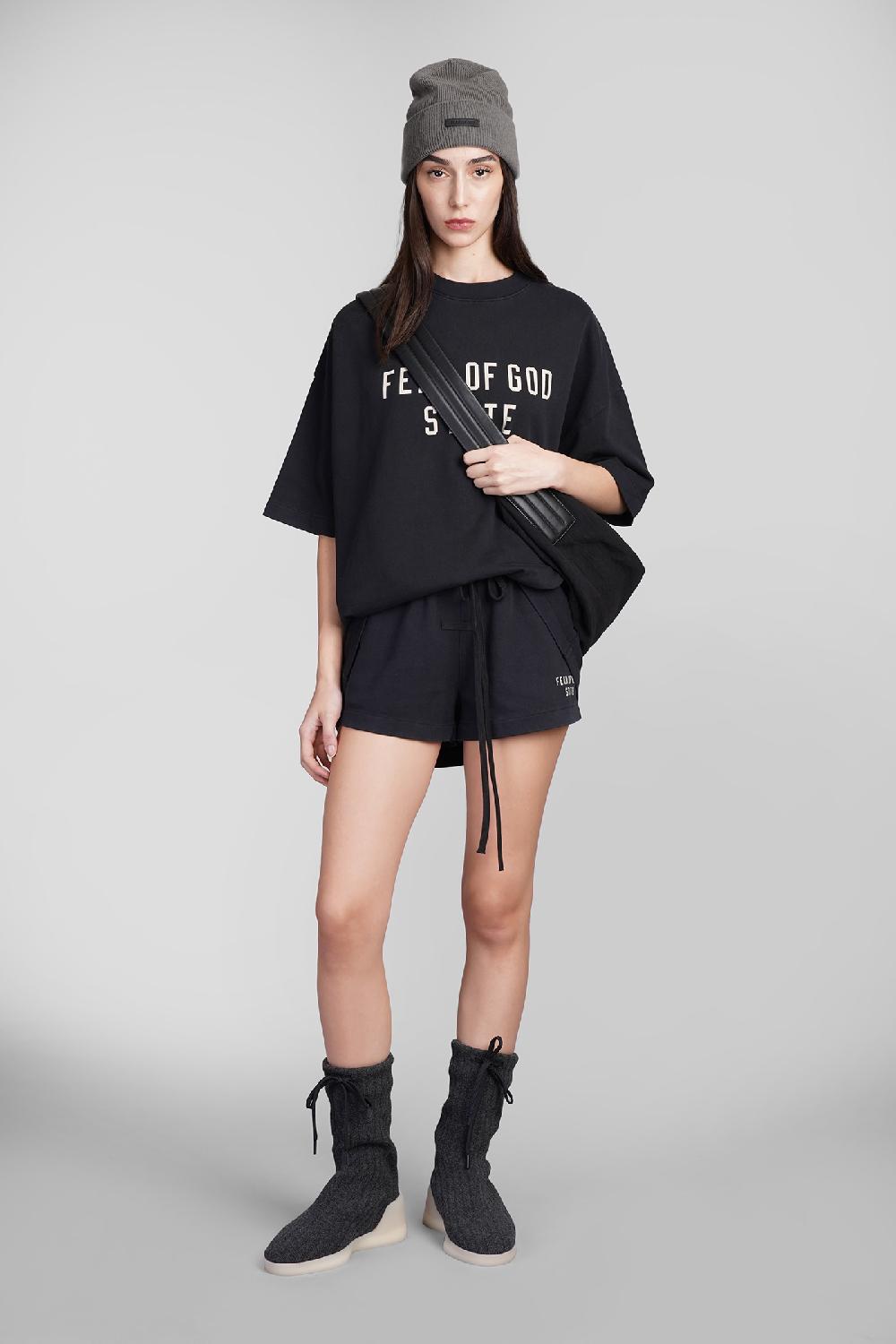 Deliberti Fear of God Essentials Shorts in cotone nero cod. 409705 - Deliberti The Luxury Shopping Super Saving Price