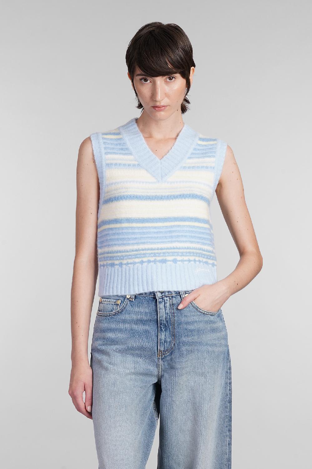 Deliberti Ganni Gilet in lana celeste cod. 403442 - Deliberti The Luxury Shopping