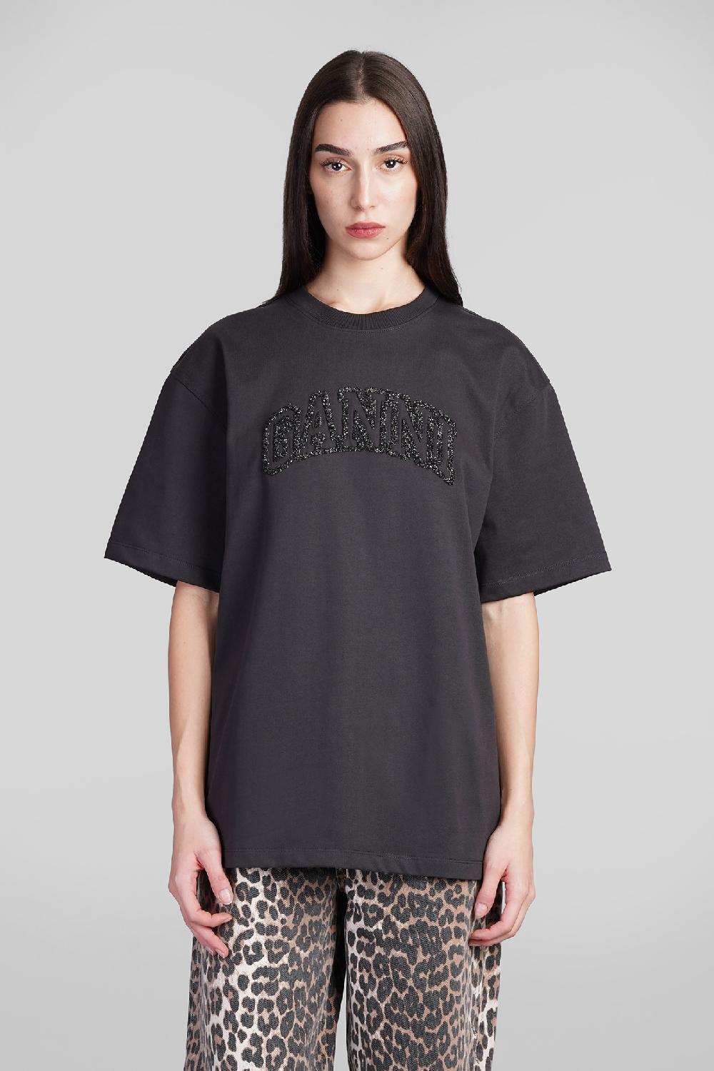 Deliberti Ganni T-shirt in cotone nero cod. 409921 - Deliberti The Luxury Shopping